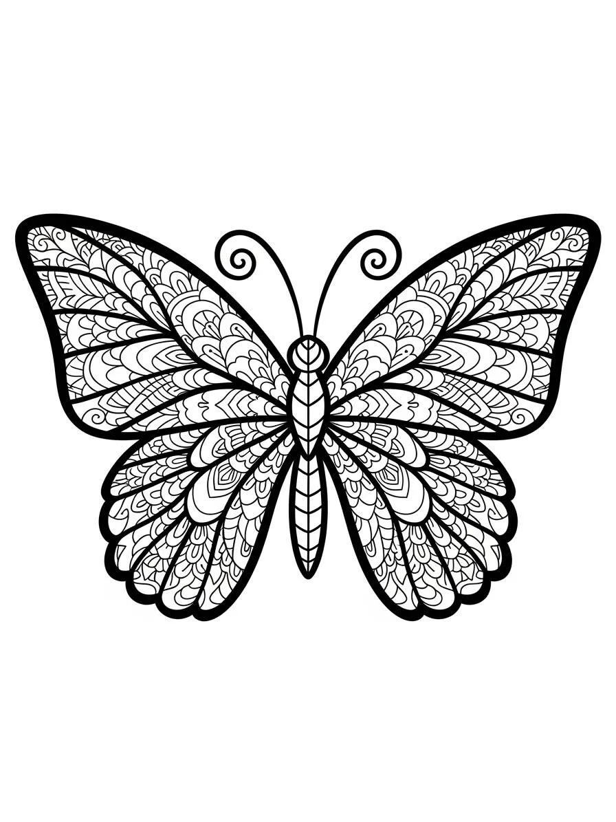 Desenho de Borboleta Detalhada para Colorir