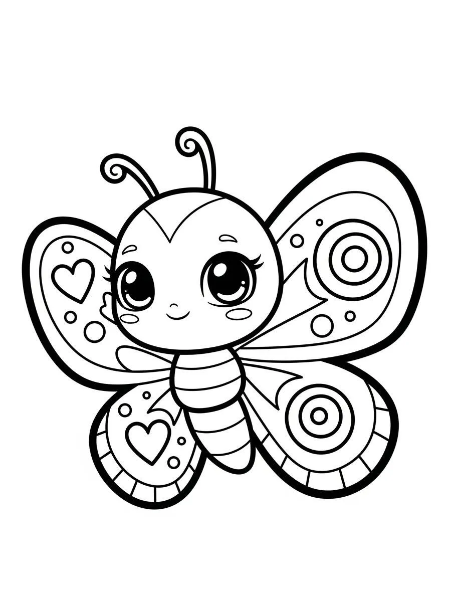 Desenho de Borboleta Kawaii para Colorir