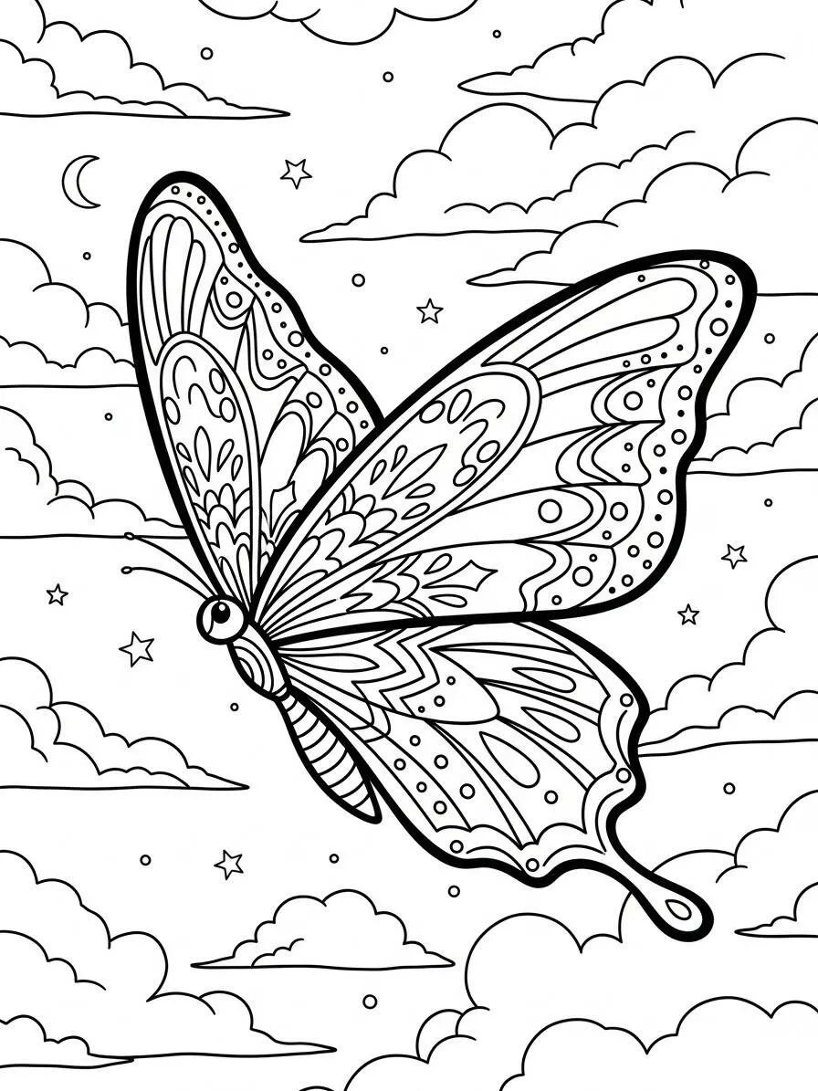 Desenho de Borboleta Elegante para Colorir