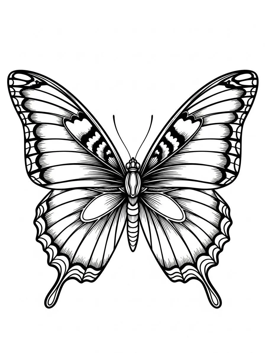 Desenho de Borboleta Detalhada para Colorir