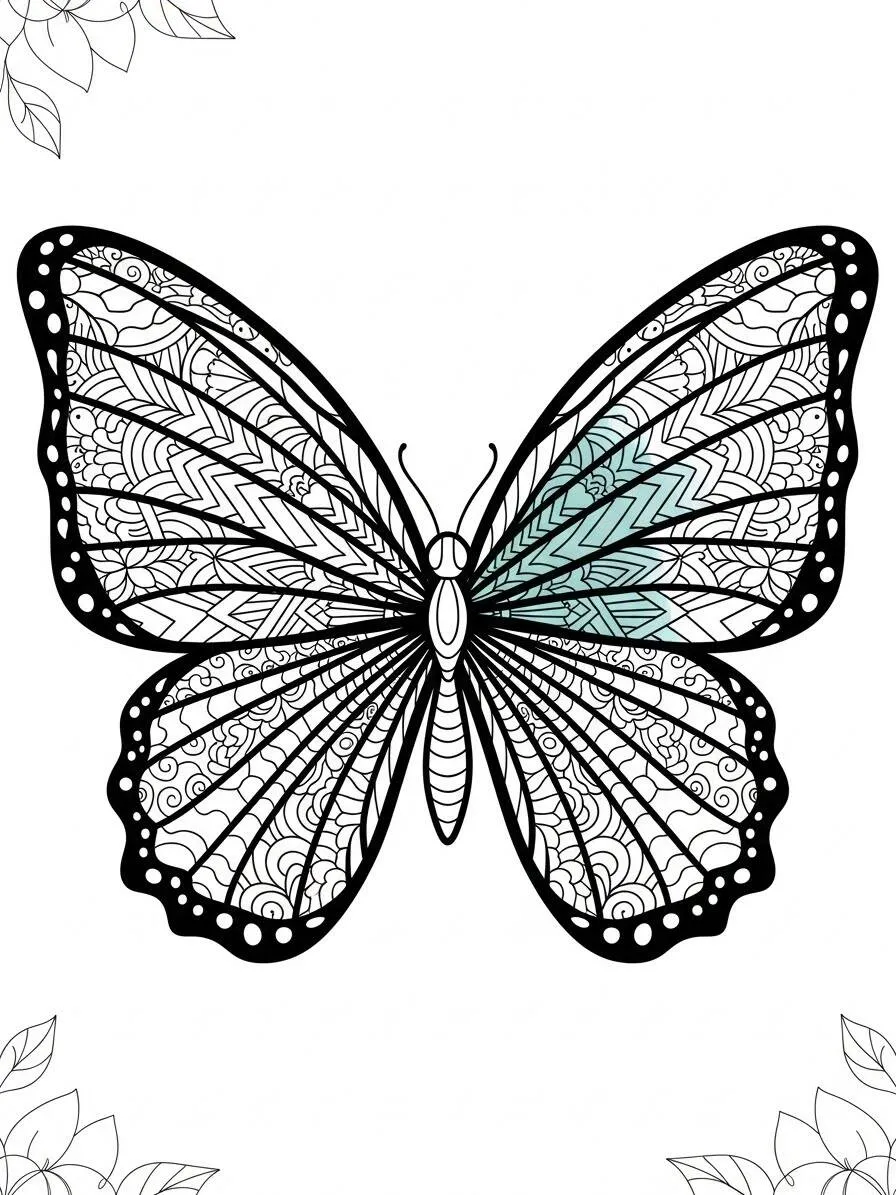 Desenho de Borboleta Detalhada para Colorir