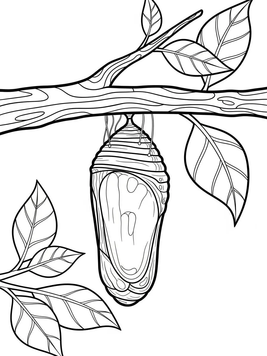 Desenho de Borboleta em Casulo para Colorir