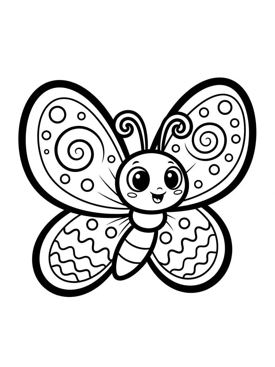 Desenho de Borboleta Kawaii para Colorir