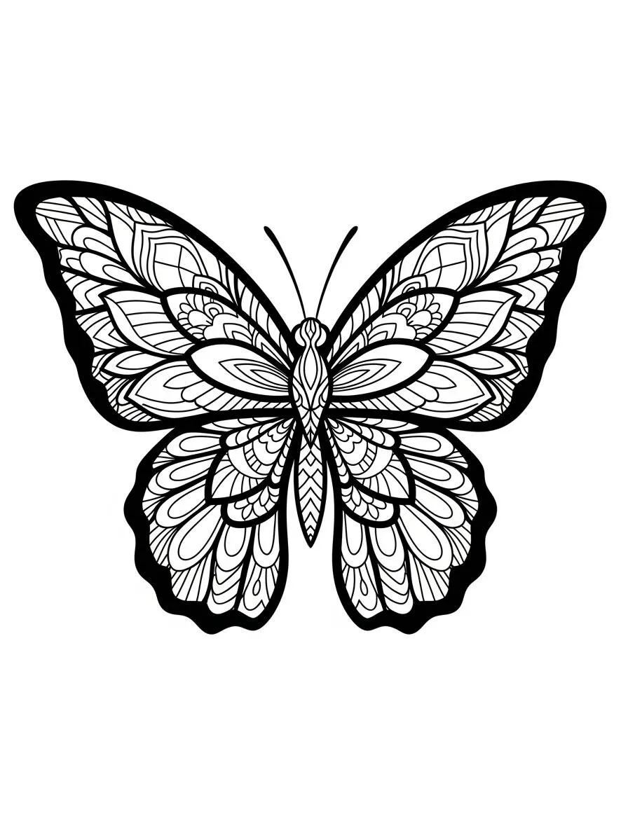 Desenho de Borboleta Detalhada para Colorir