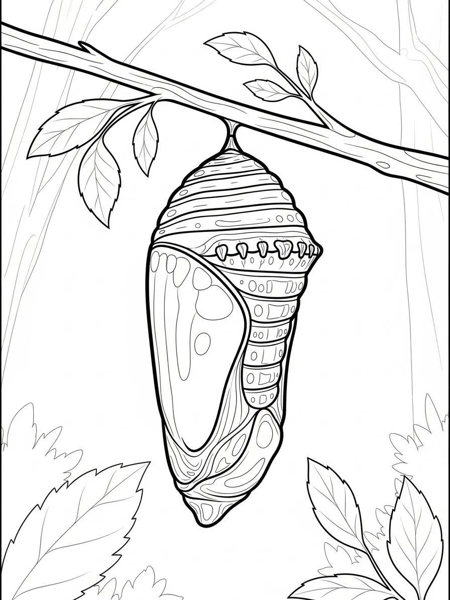 Desenho de Borboleta em Pupa para Colorir