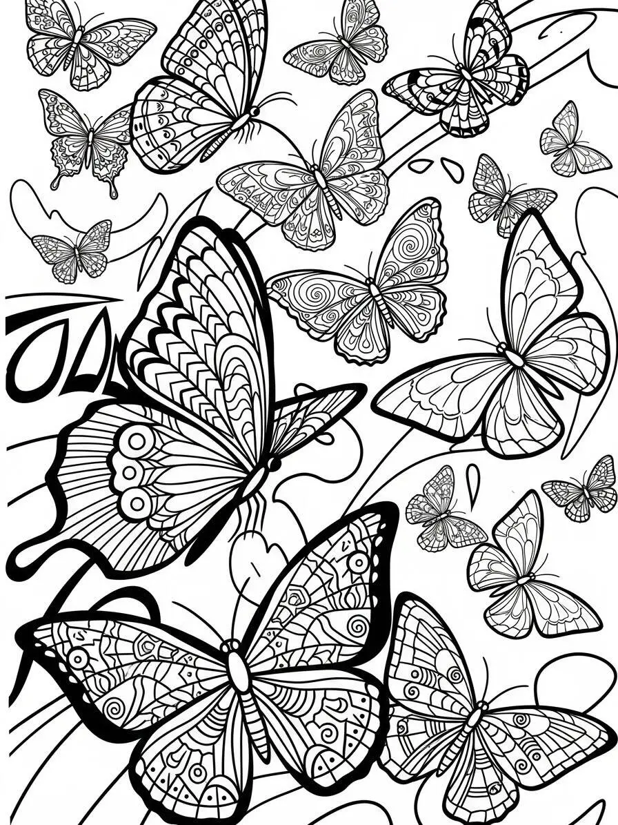 Desenho de Borboleta Artística para Colorir