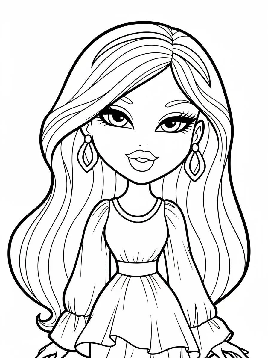 Desenho da Bratz Estilosa para Colorir