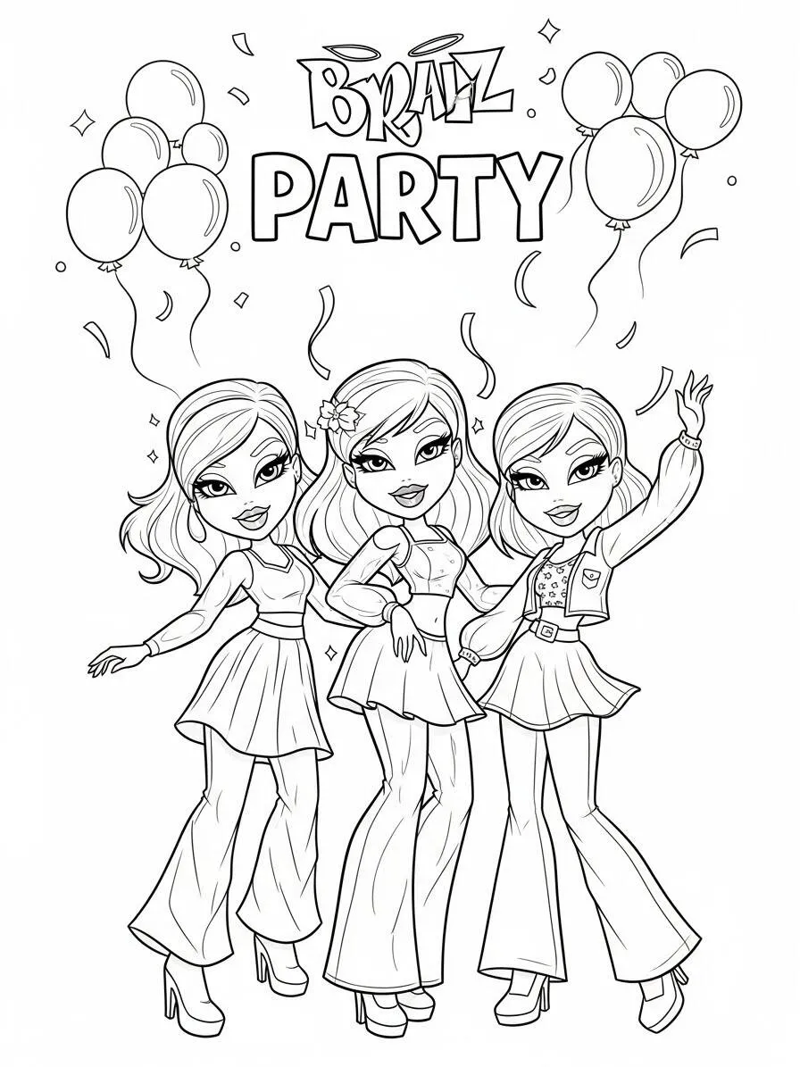 Coloriage Bratz à la fête