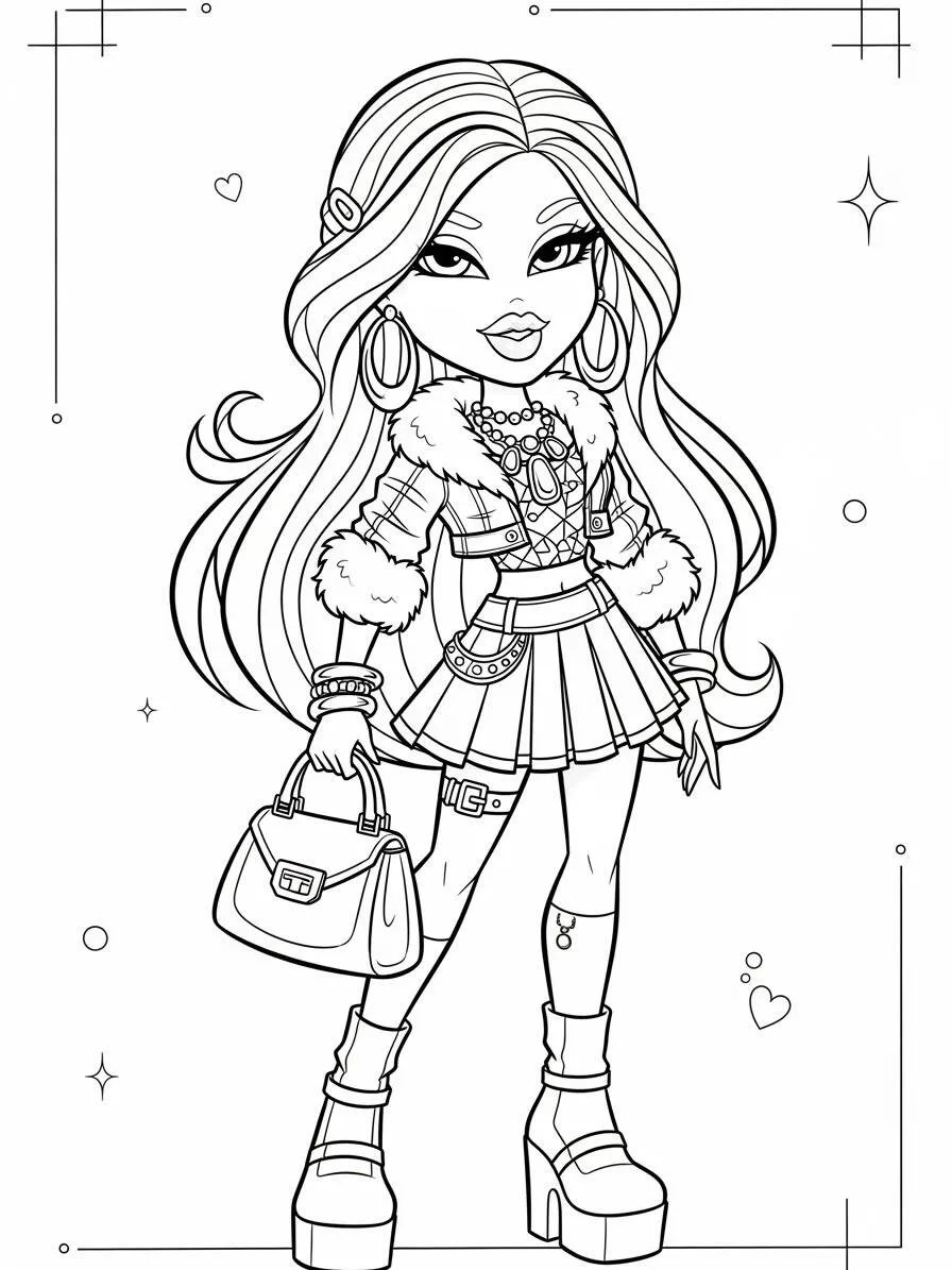 Desenho da Bratz Estilosa para Colorir