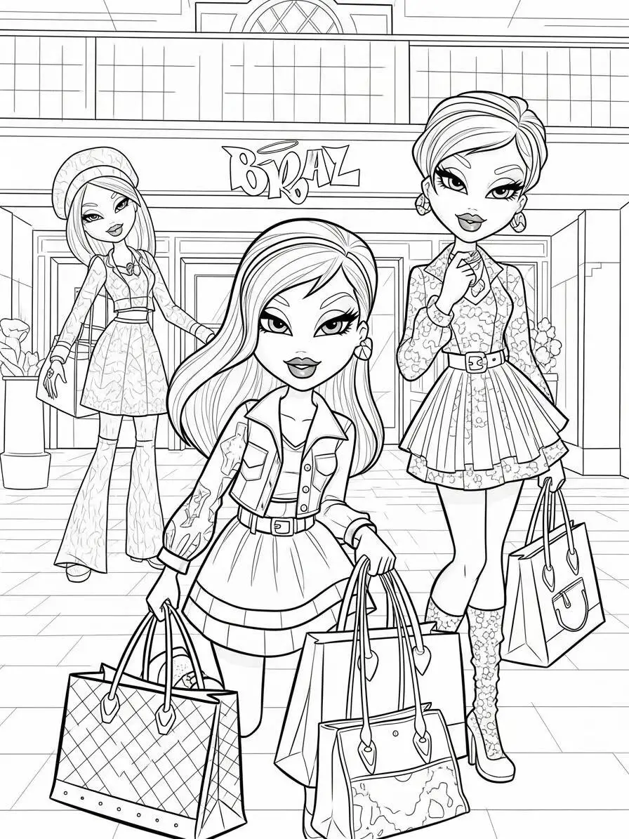 Coloriage - Shopping Bratz pour Colorier