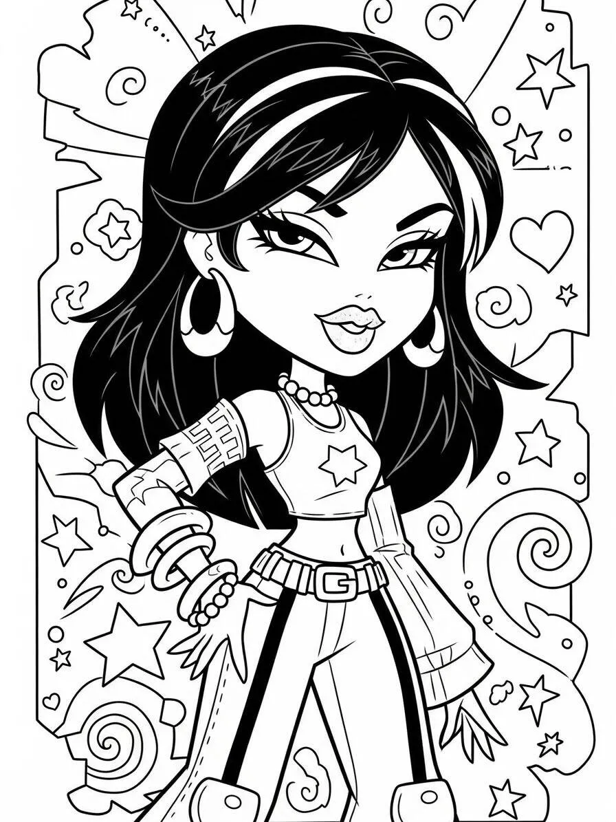 Desenho da Bratz Estilosa para Colorir