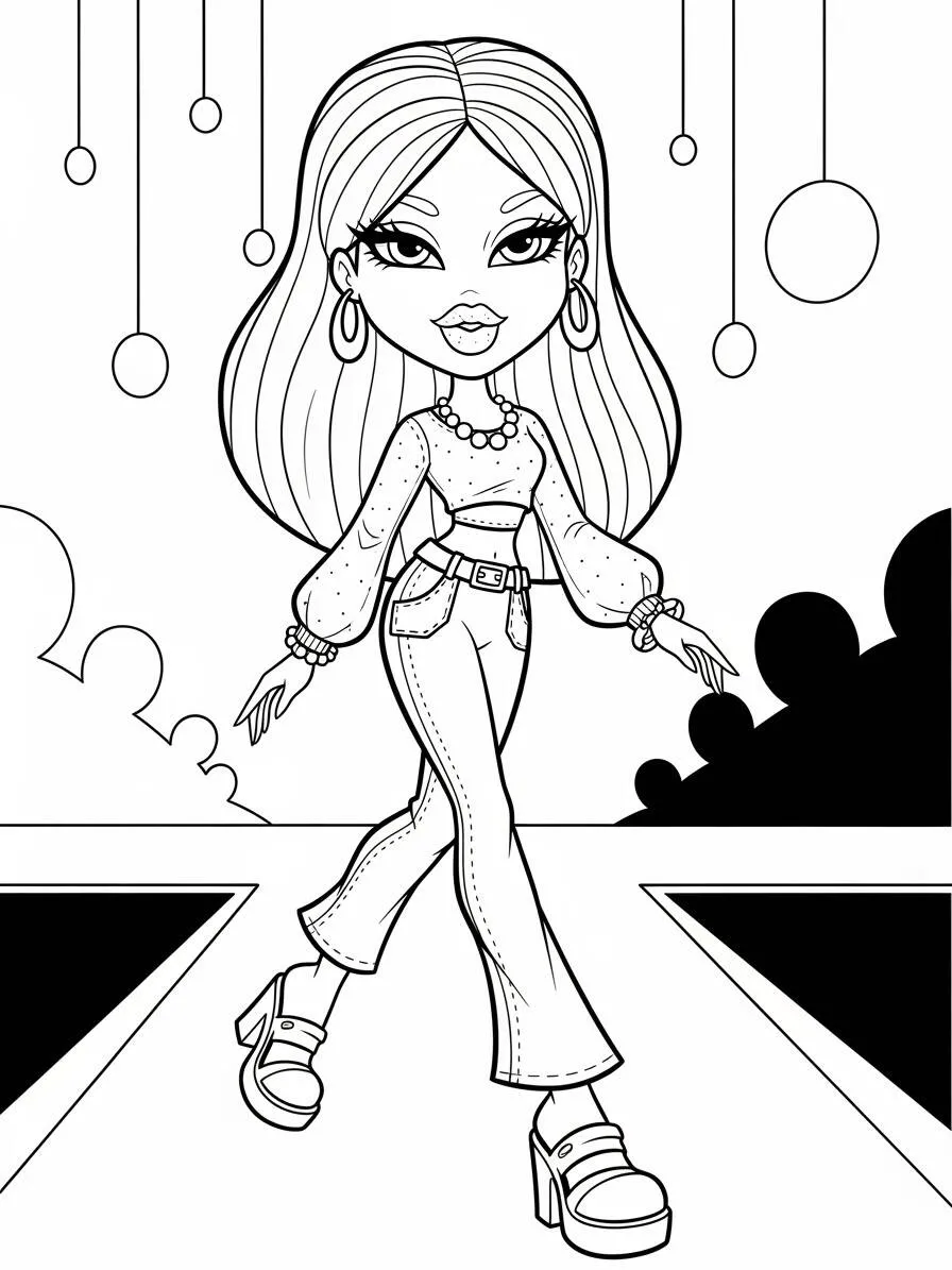 Desenho da Bratz Fashionista para Colorir