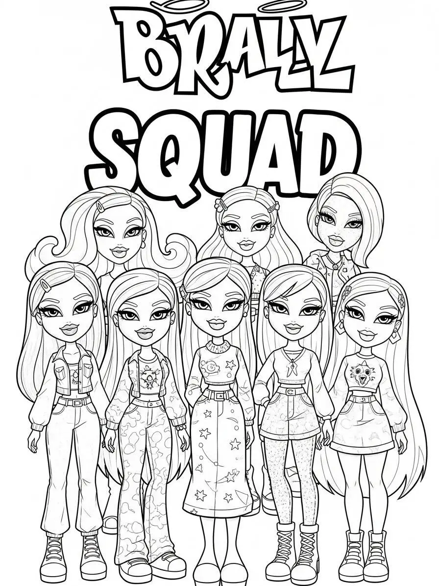Desenho da Bratz Squad para Colorir