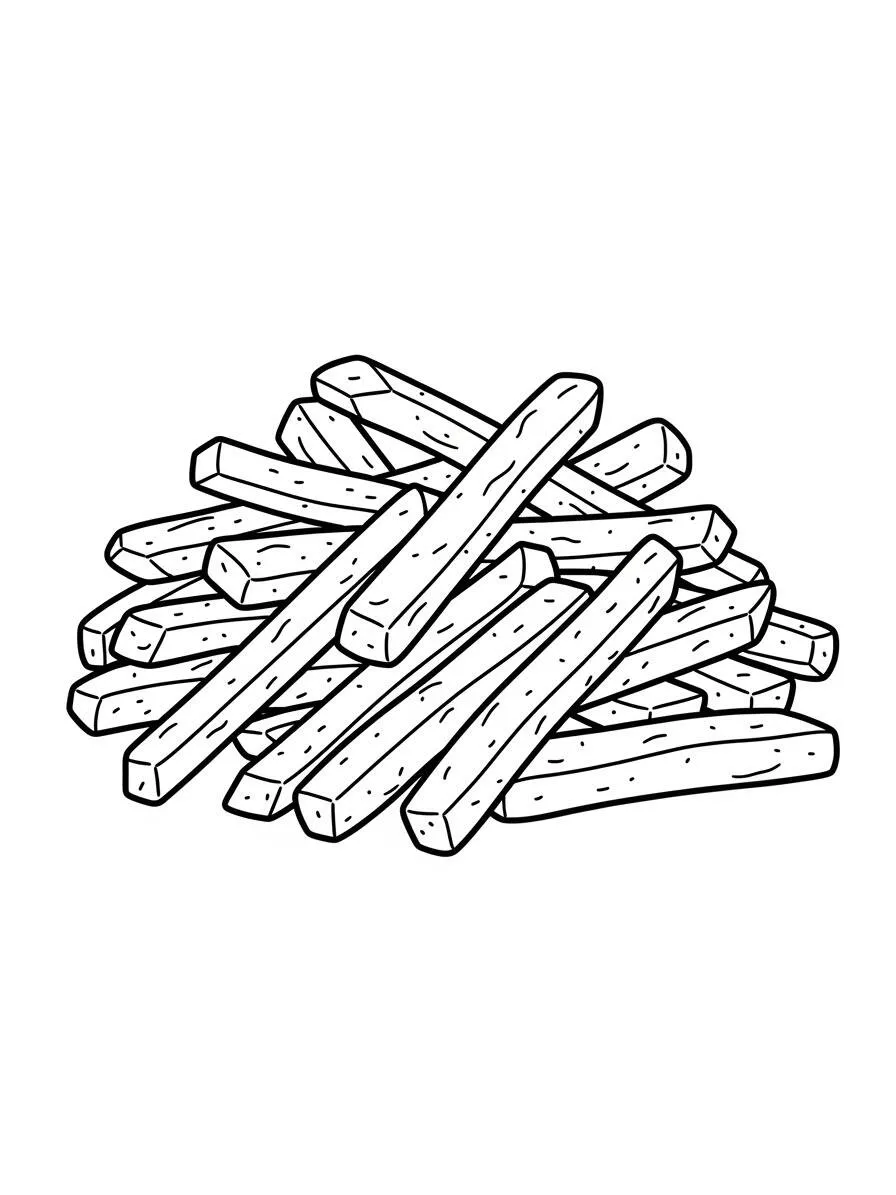 Desenho de Batatas Fritas Kawaii para Colorir