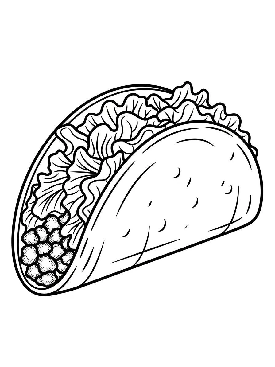 Desenho de Taco Kawaii para Colorir