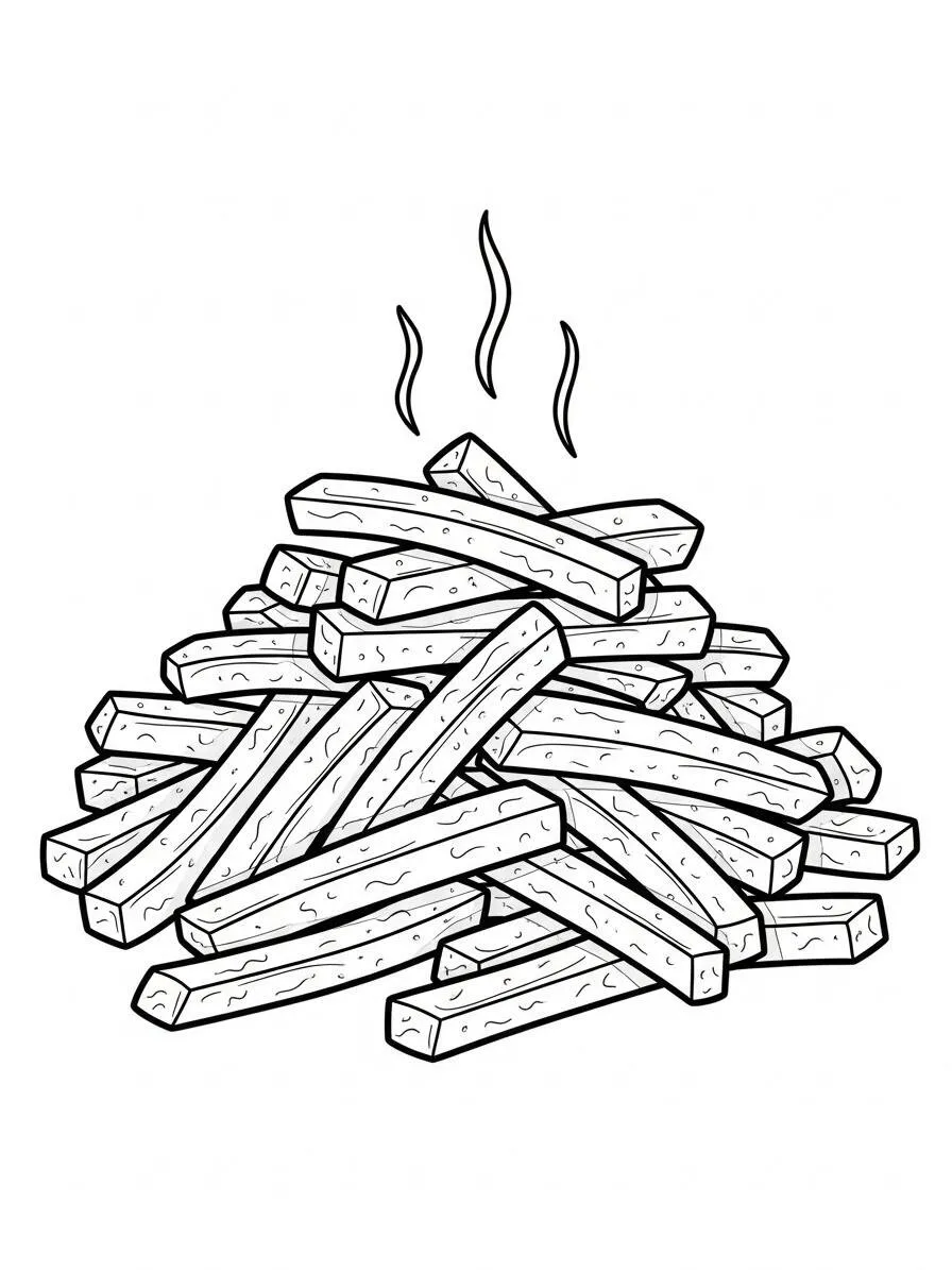 Desenho de Batatas Fritas Kawaii para Colorir