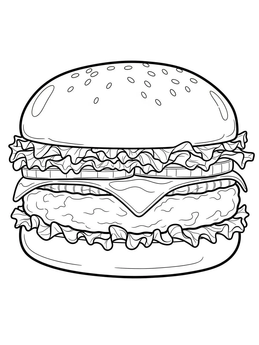 Desenho de Hambúrguer Delicioso para Colorir