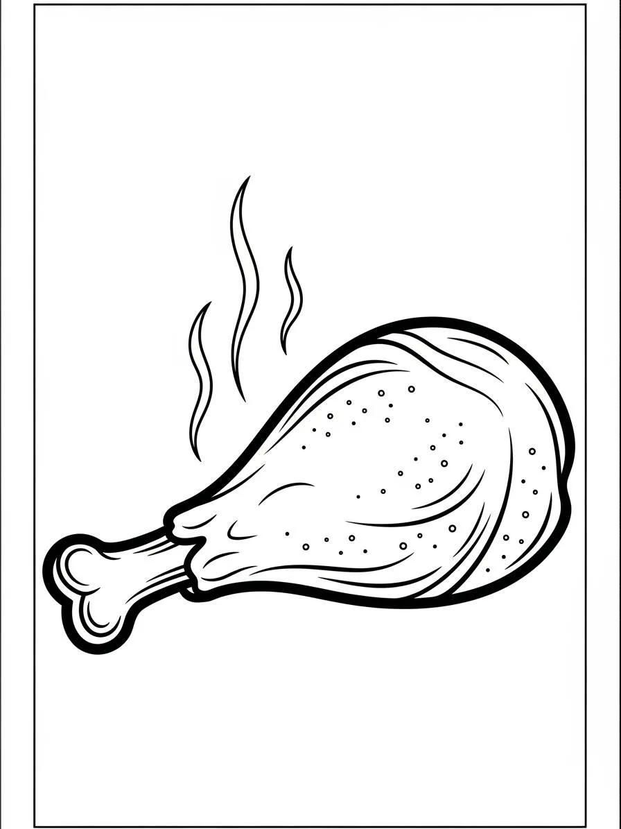Desenho de Frango Assado para Colorir
