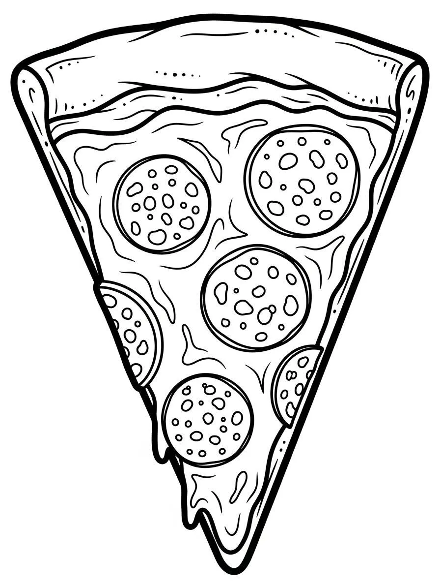 Desenho de Pizza Kawaii para Colorir