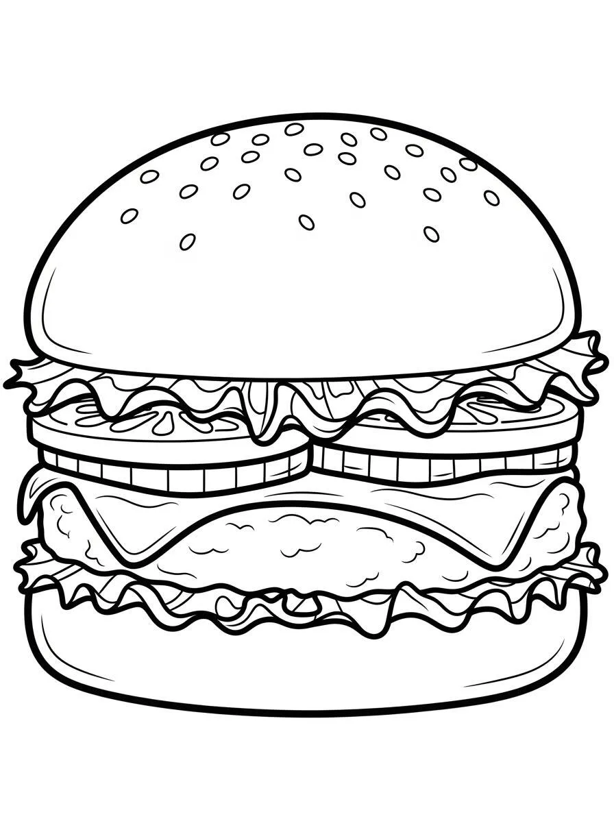 Desenho de Hambúrguer Delicioso para Colorir