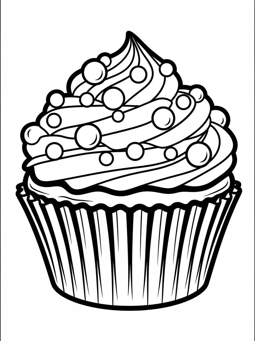Desenho de Cupcake Kawaii para Colorir