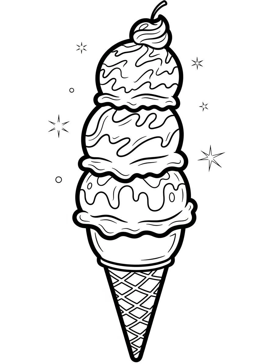 Desenho de Sorvete Delicioso para Colorir