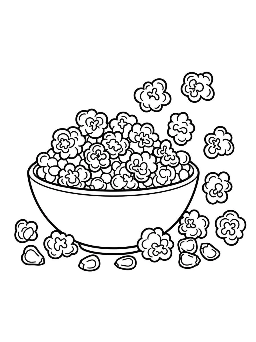 Desenho de Pipoca Divertida para Colorir