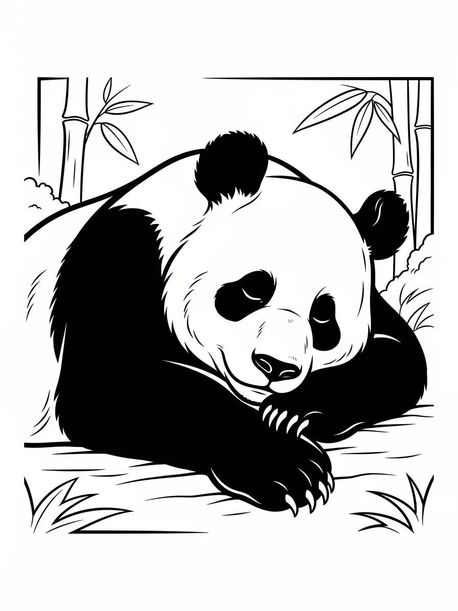 Panda Durmiendo Dibujo para colorear
