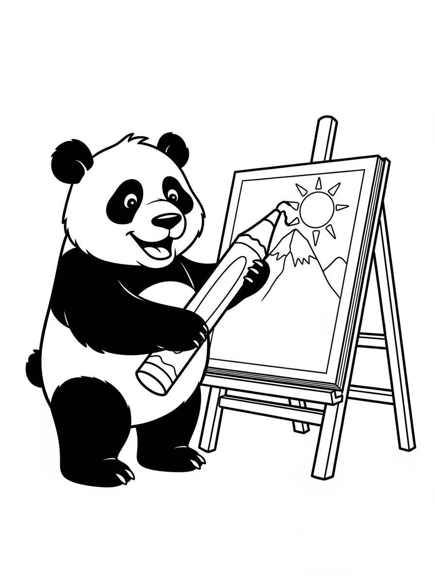 Dibujo para colorear del artista panda