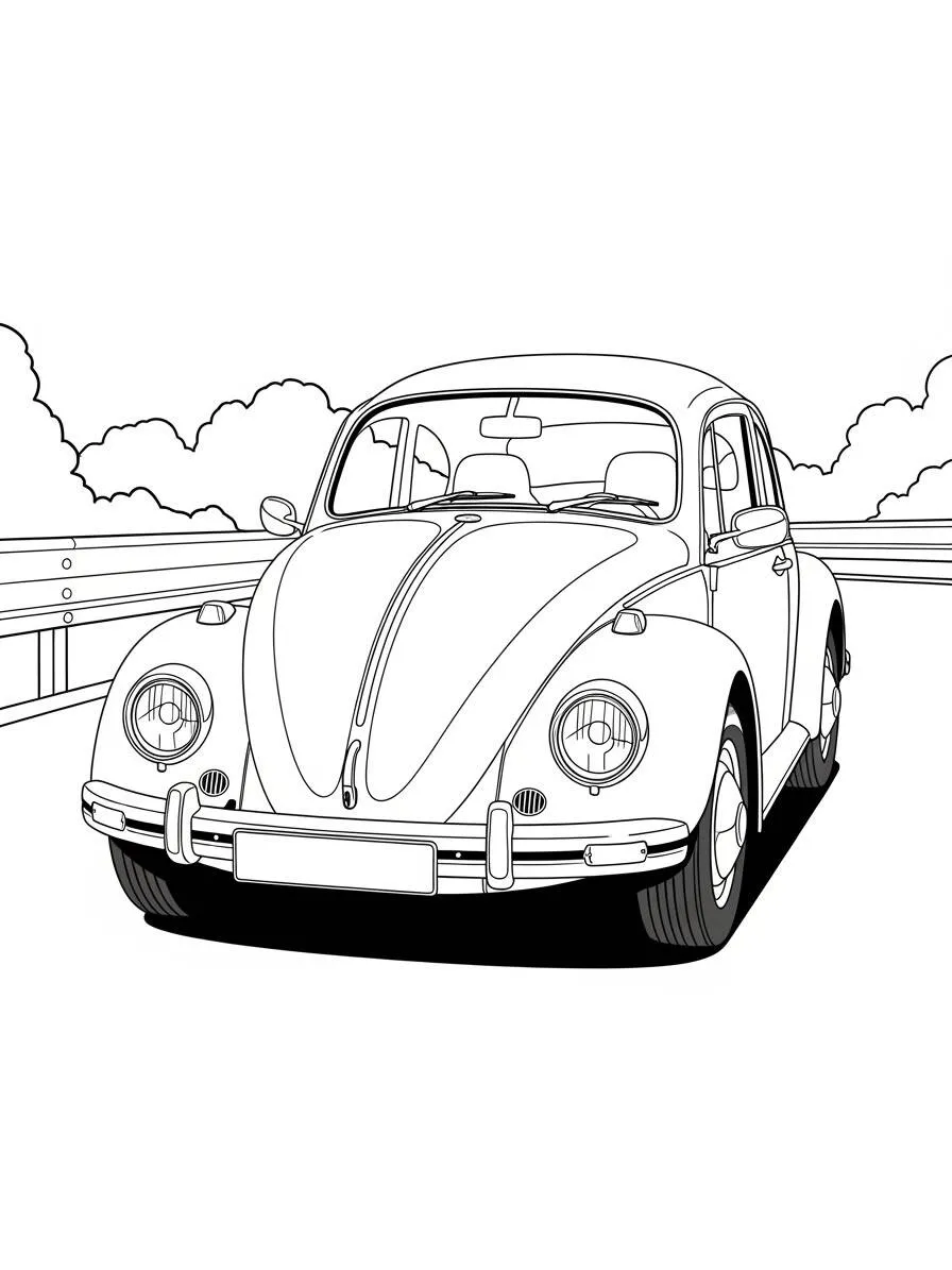 Desenho de Fusca Clássico para Colorir