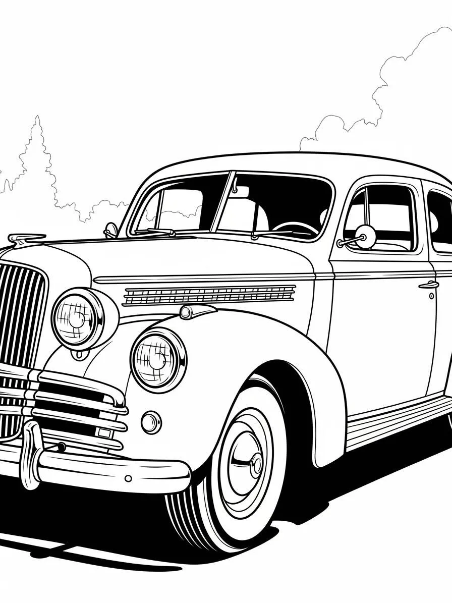 Dibujo de coche clásico para colorear.