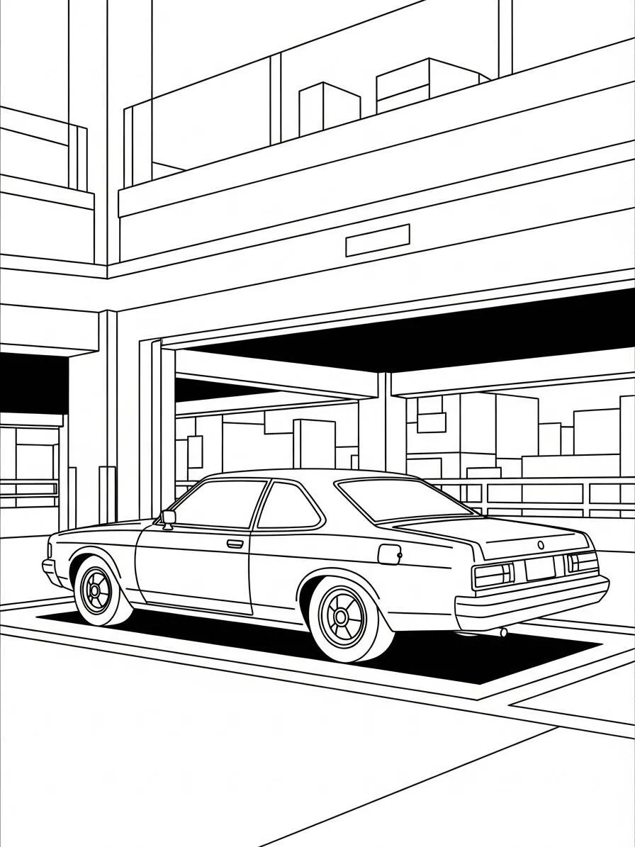 Desenho de Carro Clássico para Colorir