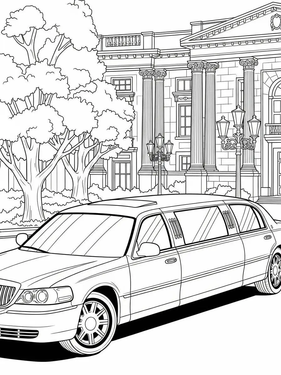 Desenho de Limusine Elegante para Colorir