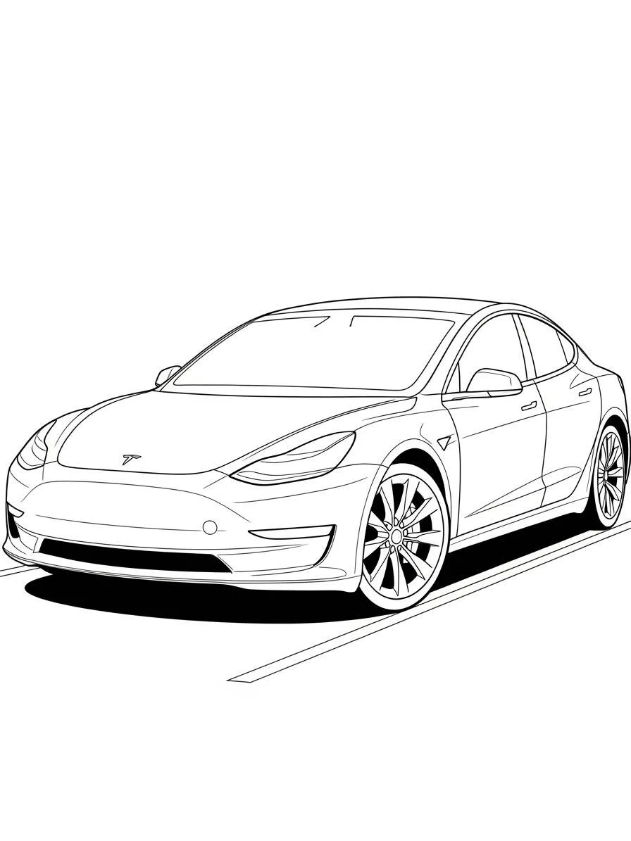 Dibujo para colorear de coche eléctrico moderno
