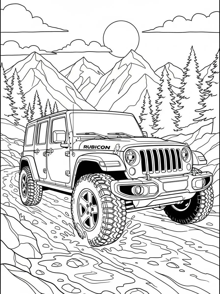 Rubicon Coche Todoterreno Dibujo para colorear