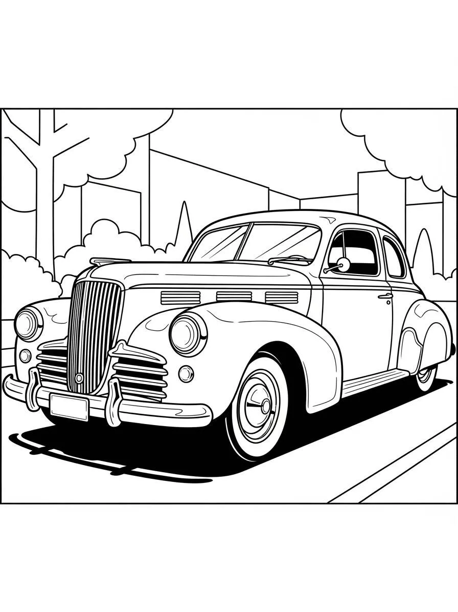 Desenho de Carro Clássico para Colorir