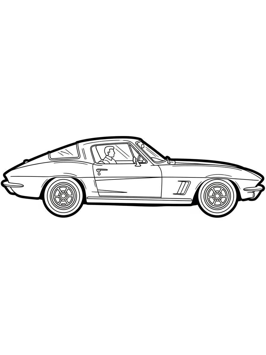 Coche deportivo clásico Dibujo para colorear