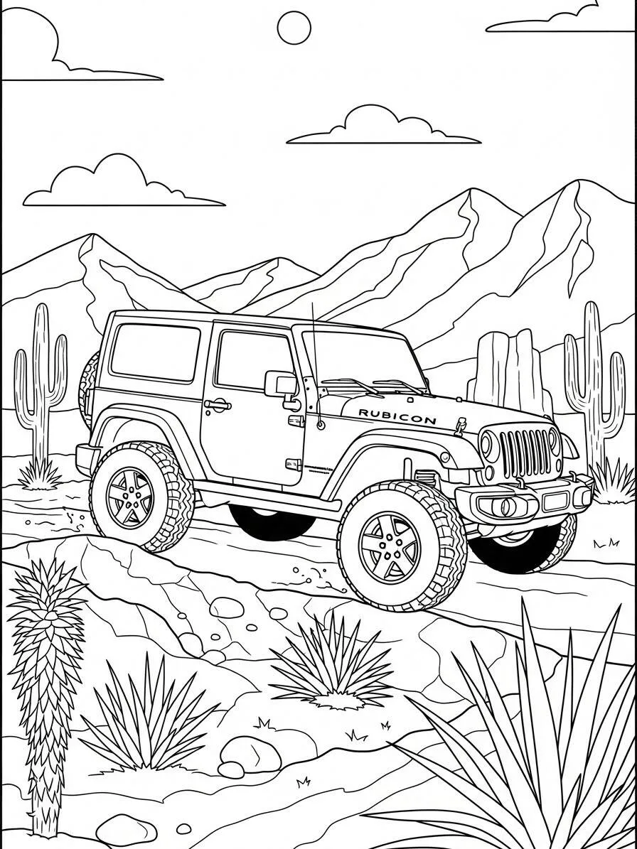 Rubicon Coche Todoterreno Dibujo para colorear