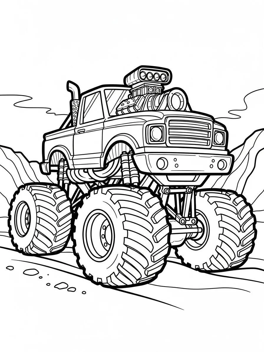 Coche Monstruo Dibujo para colorear