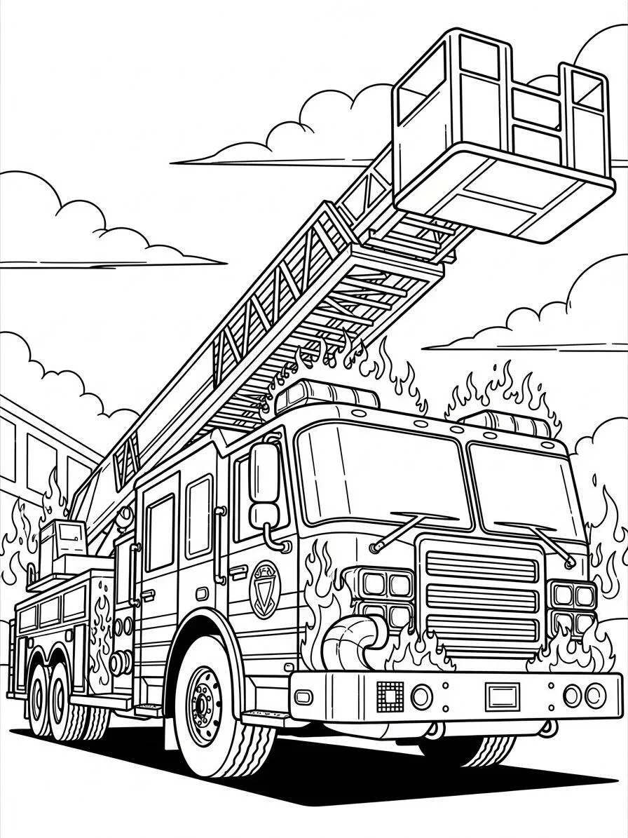 Camión De Bomberos Dibujo para colorear