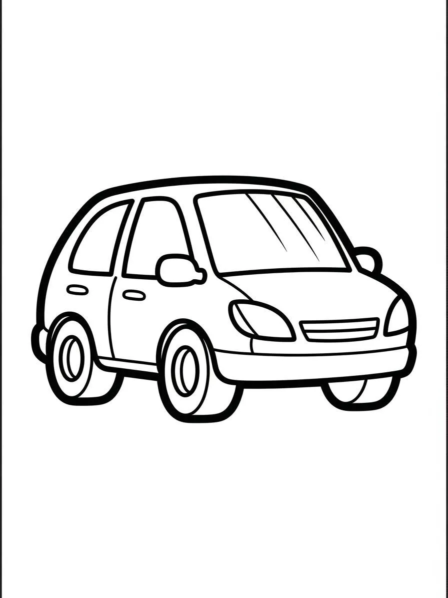 Desenho de Carro Compacto Divertido para Colorir
