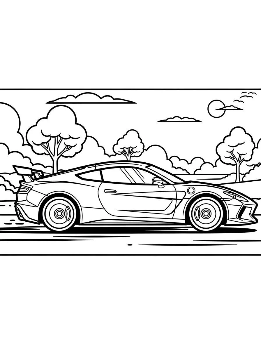 Coche deportivo Página para colorear