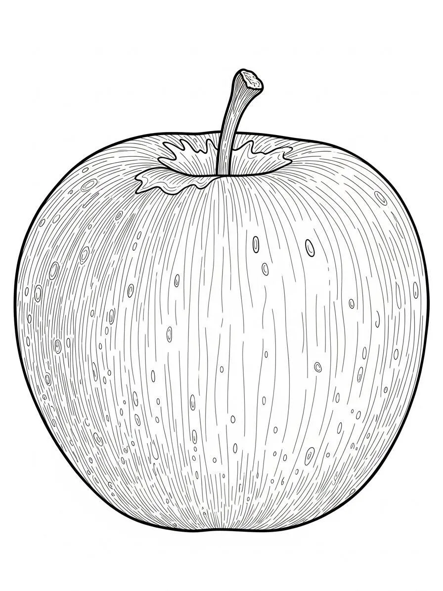 Desenho de Maçã Realista para Colorir