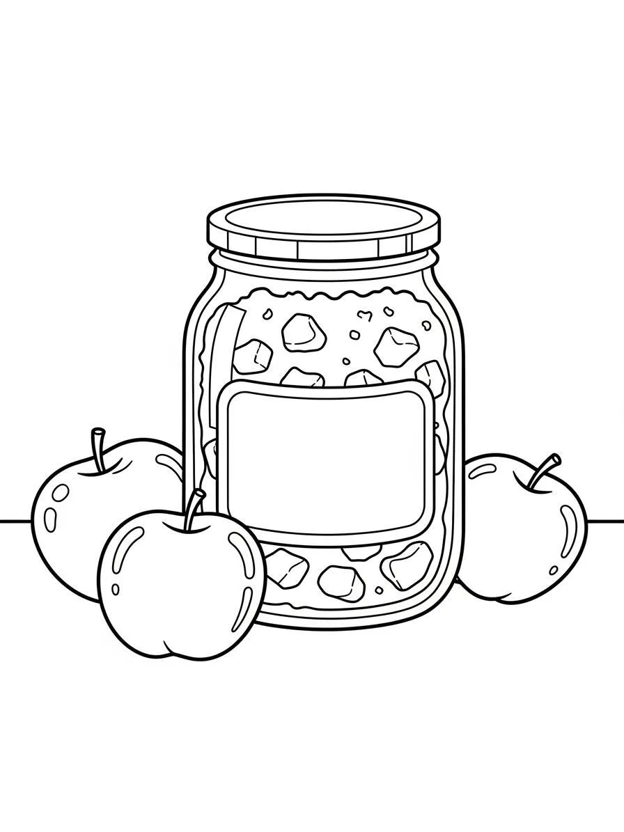 Desenho de Maçãs em Pote para Colorir