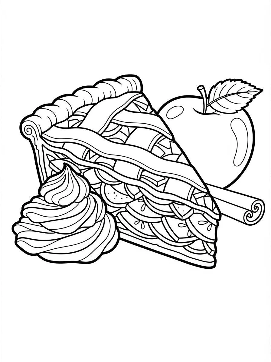 Desenho de Torta de Maçã Deliciosa para Colorir