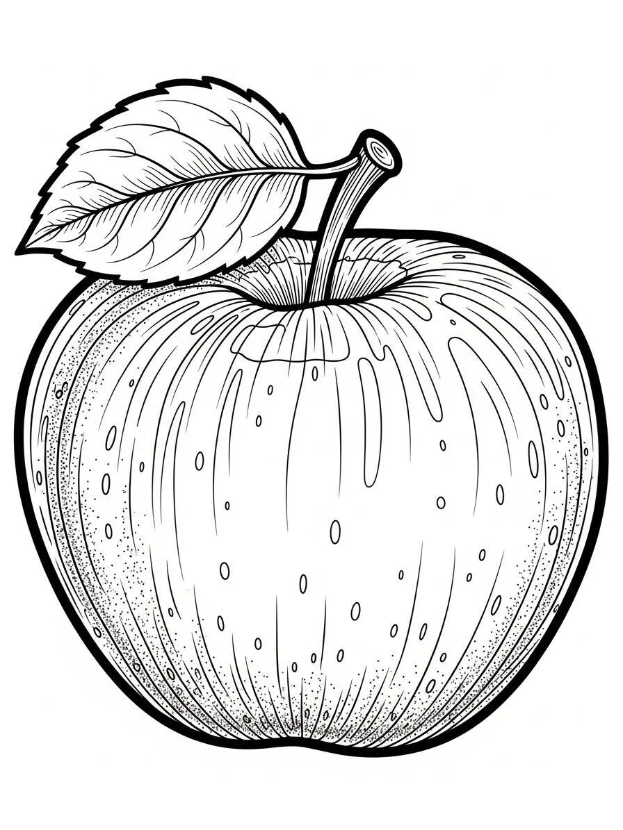 Desenho de Maçã Realista para Colorir