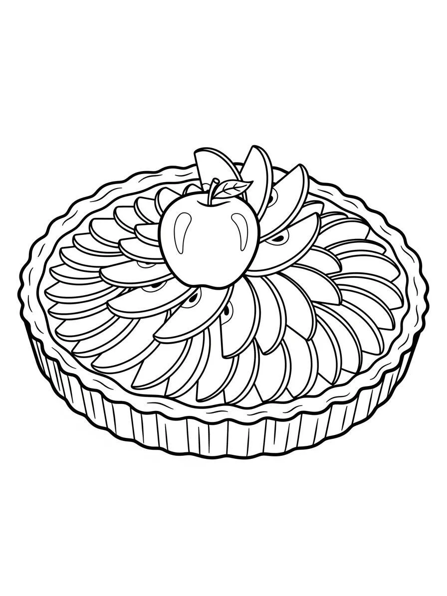 Desenho de Torta de Maçã Deliciosa para Colorir