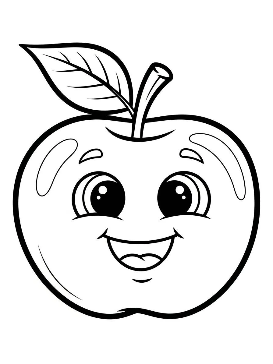 Manzana Sonriente Página Para Colorear