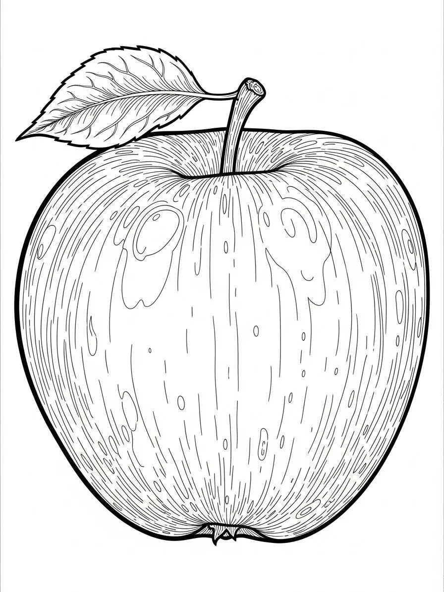 Desenho de Maçã Realista para Colorir