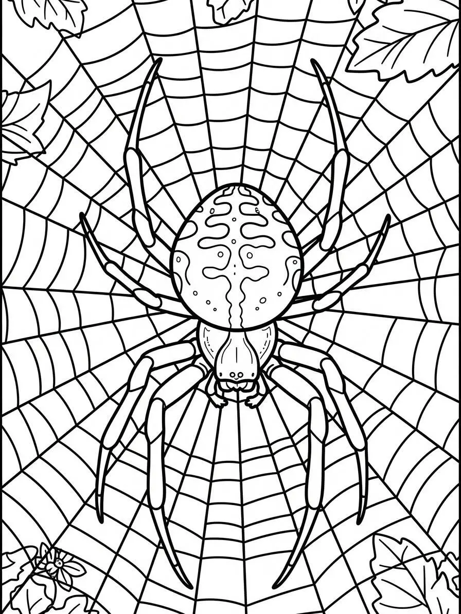 Araña en la Web Dibujo para colorear